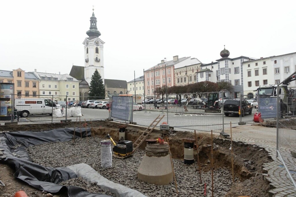 Baustellenarbeiten für die Umsetzung des Schwammstadtprinzips