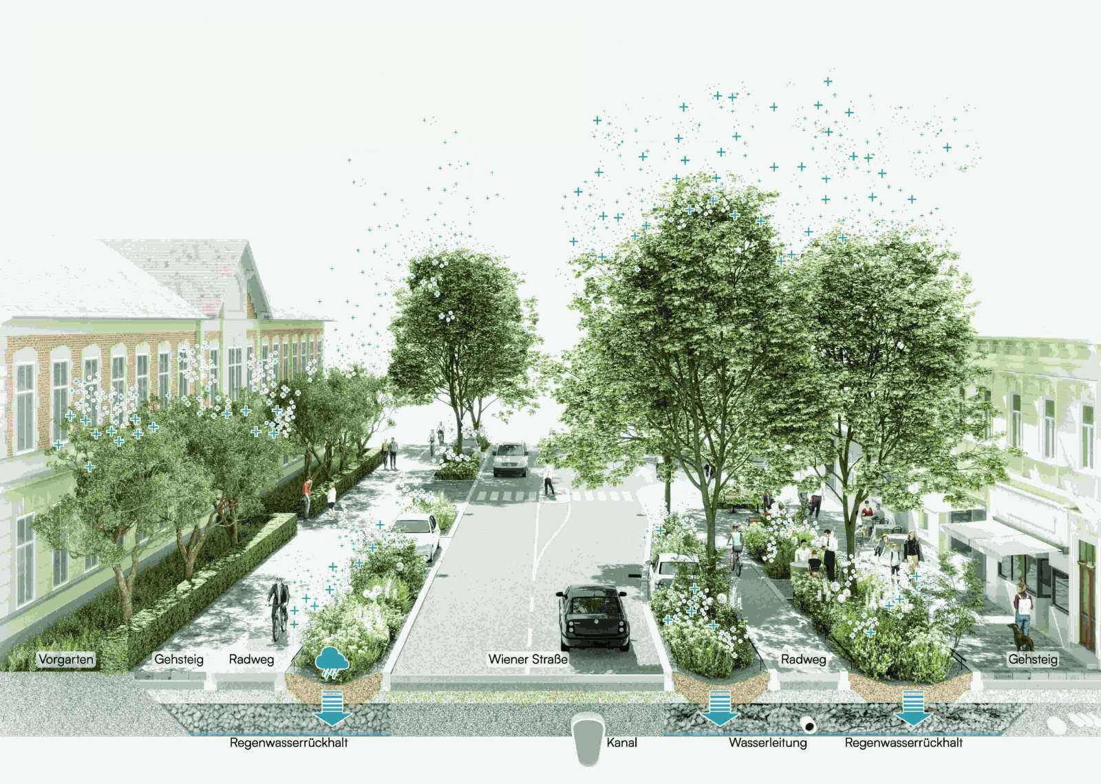 Schaubild der Mikroklimaanalyse für die Wiener Straße in Mödling