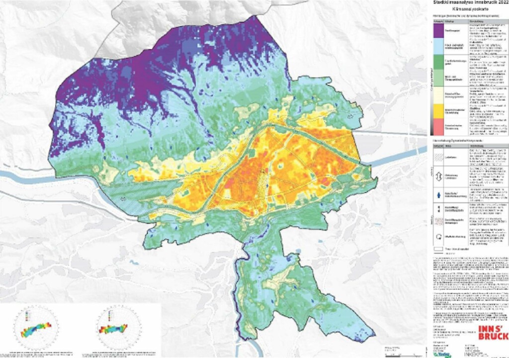 Klimaanalysekarte von Innsbruck – Teil der Stadtklimaanalyse 2022