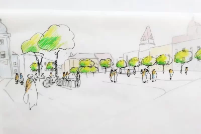 Skizzen der Ideenfindung vor Ort